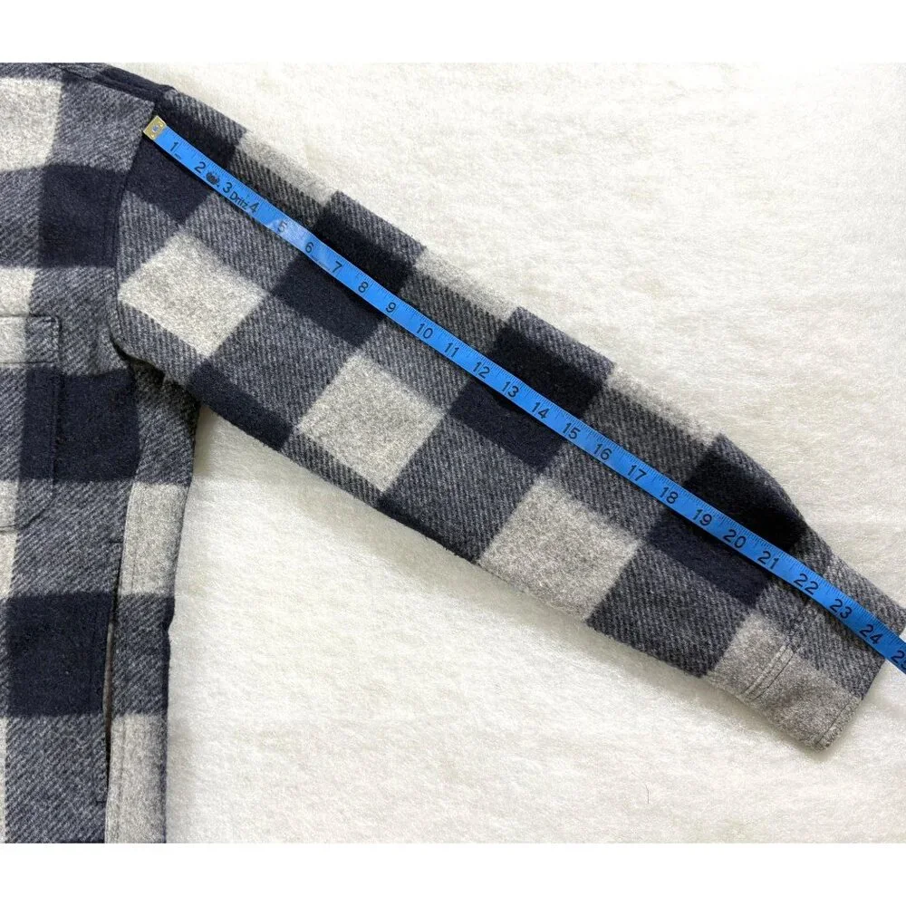 Banana Republic Men’s S Buffalo Plaid Shirt Jacket Shacket Navy Gray Warm Lined‎